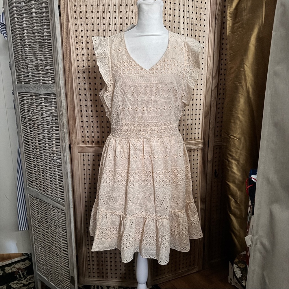 Eyelet Lace Sleeveless Mini- Dress